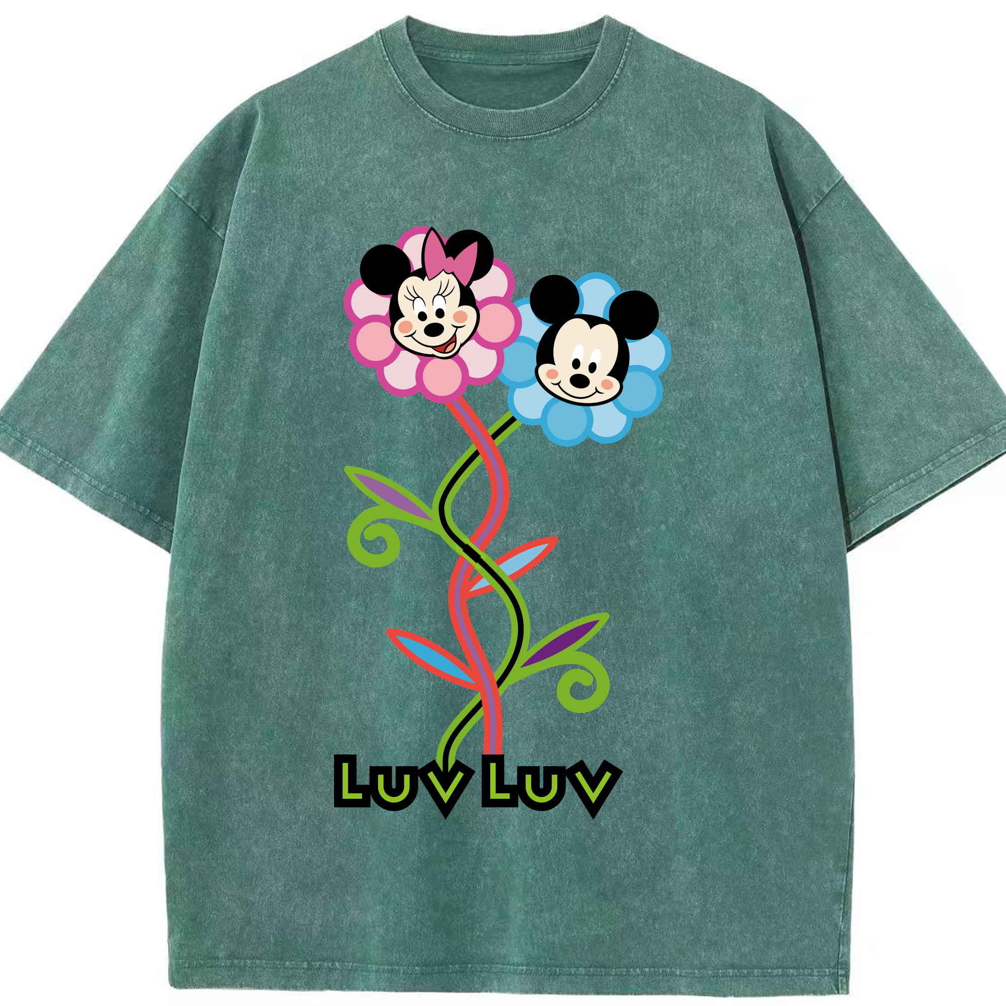 （画像用） ミッキーマウス Mickey Mouse 綿100% ヴィンテージ風 半袖Tシャツ（フロントプリント）
